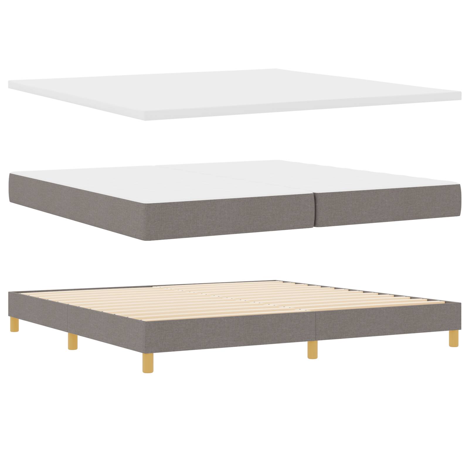 vidaXL Boxspringbett mit Matratze Taupe 200x200 cm Stoff