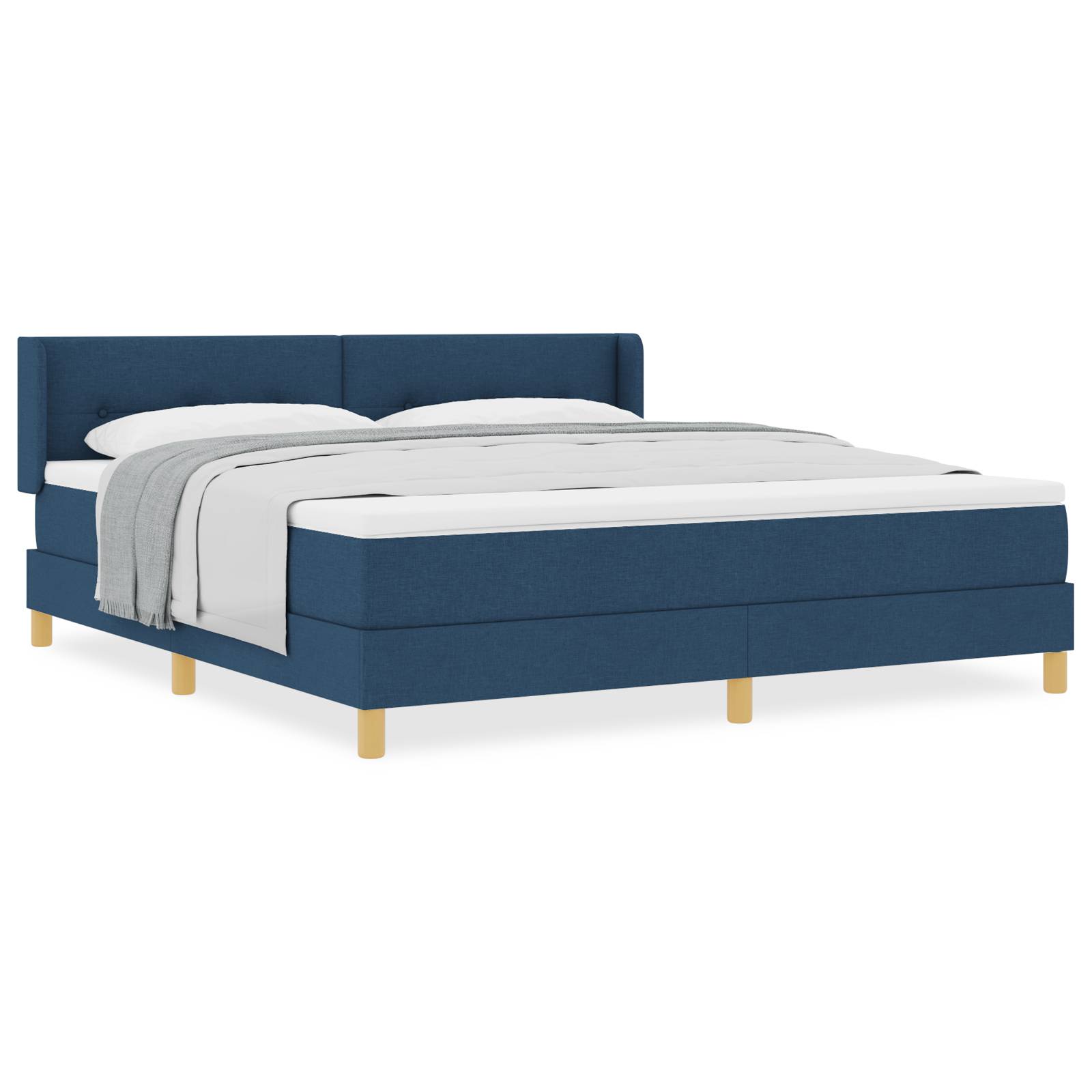 vidaXL Boxspringbett mit Matratze in Blau, 180 x 200 cm, Stoff
