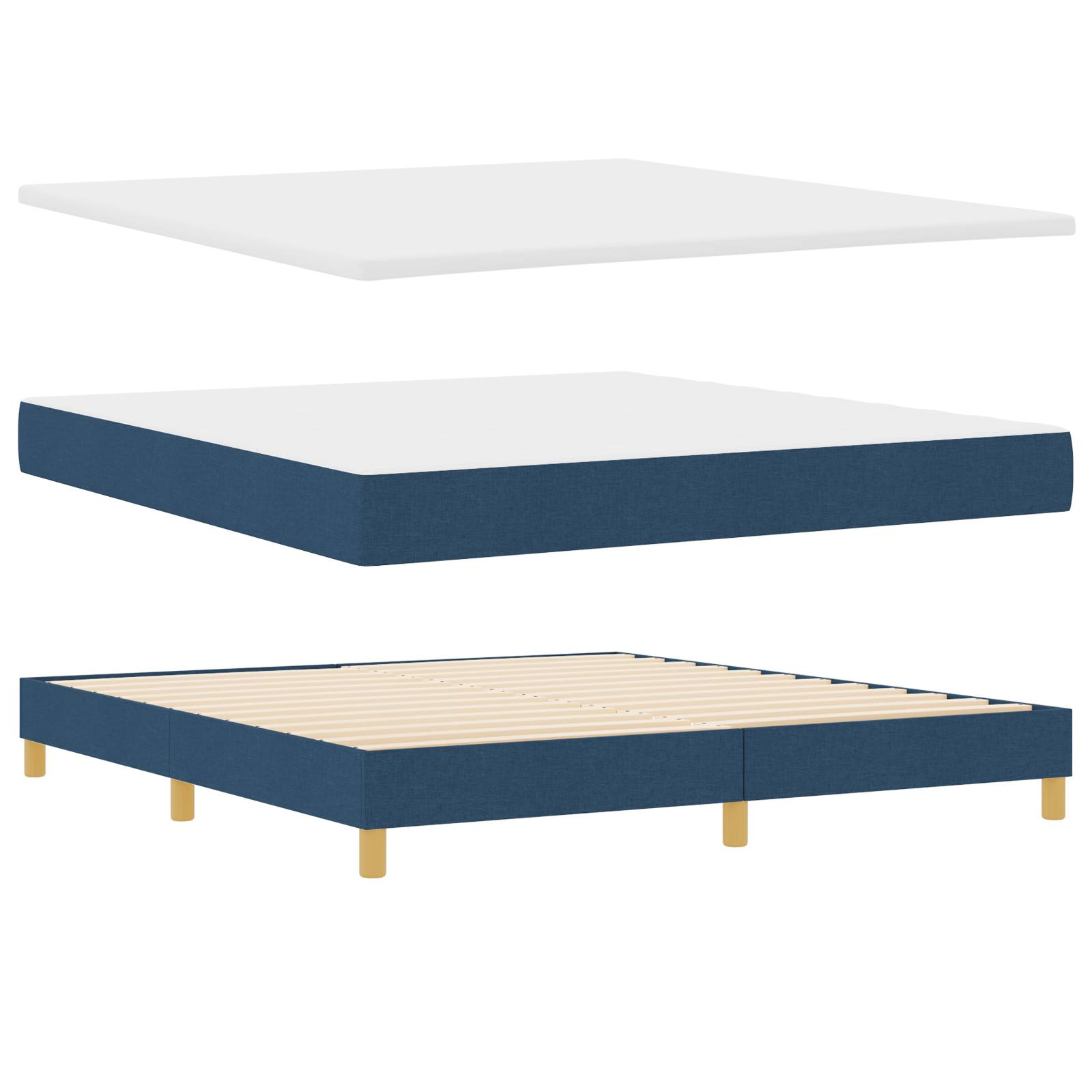 vidaXL Boxspringbett mit Matratze in Blau, 180 x 200 cm, Stoff