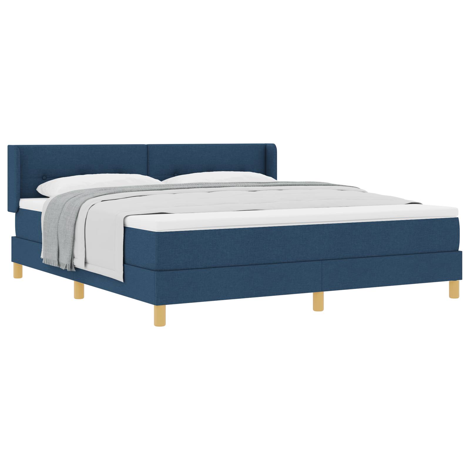 vidaXL Boxspringbett mit Matratze in Blau, 180 x 200 cm, Stoff