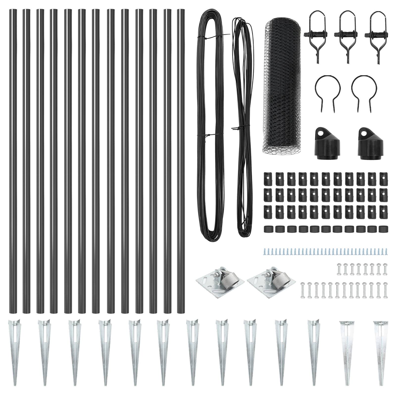 vidaXL Fencing Set Set von 2 Grau Metall, Netz Groß Langlebig