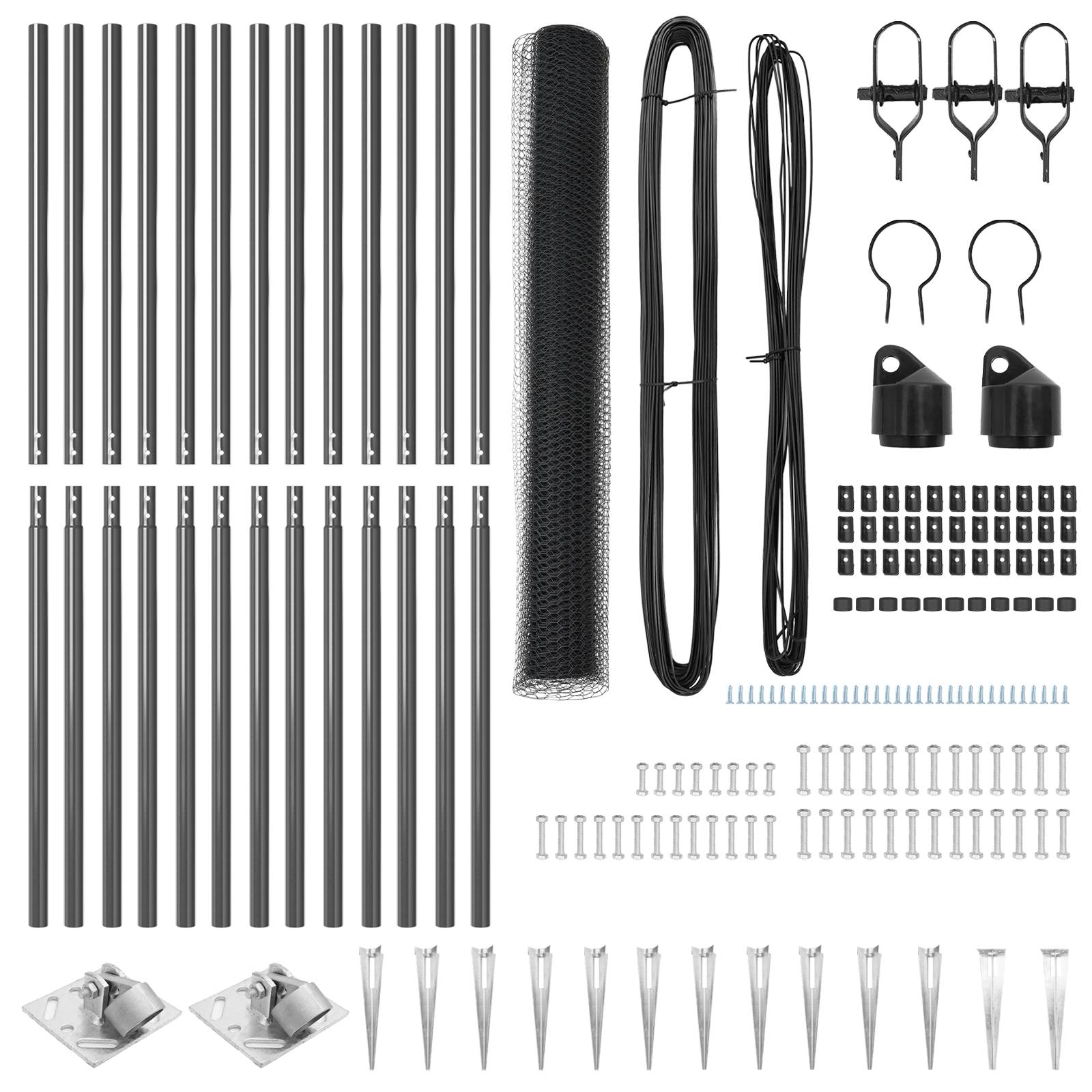 vidaXL Zaun Set 2-teilig Grau Stahl, PVC 25 x 1,2 m Langlebig