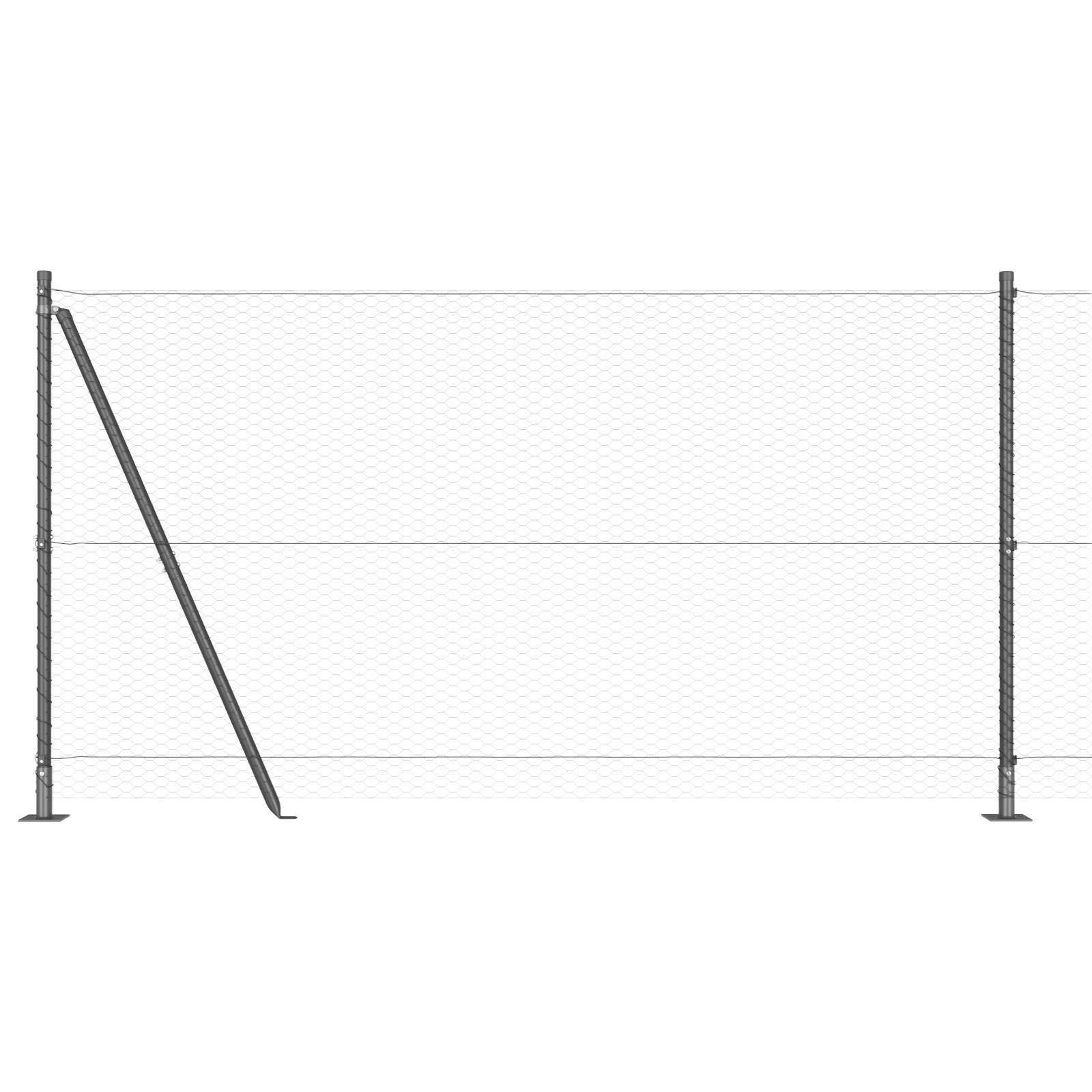 vidaXL Zaun Set Set aus 2 Grau Pulverbeschichteter Stahl 25 x 1,2 m