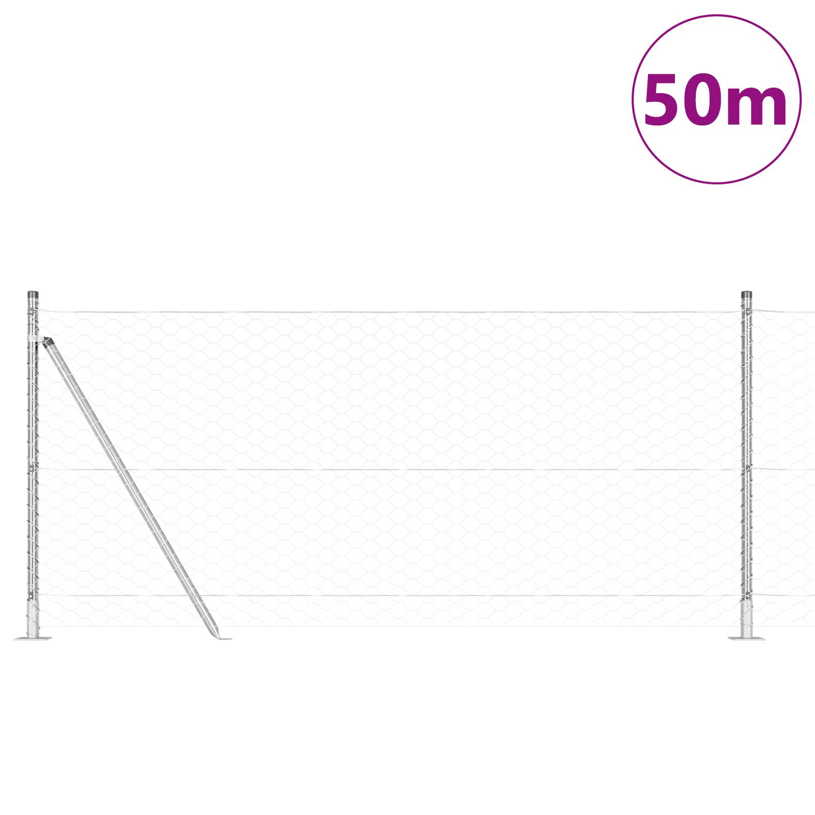 vidaXL Sechseckzaun 1x50 m Verzinkter Stahl