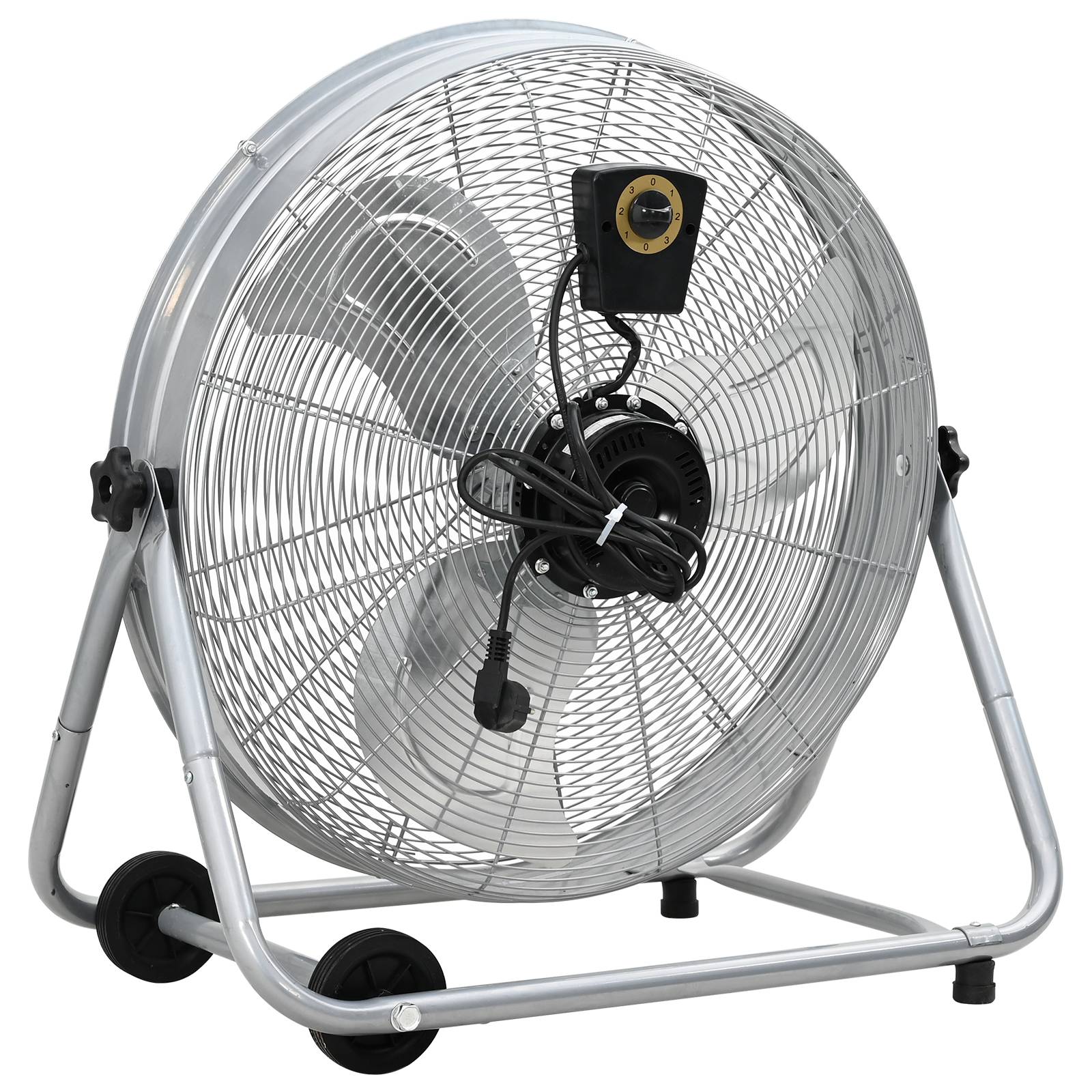vidaXL Trommelventilator mit Rollen 3 Gänge Silbern Φ64 cm