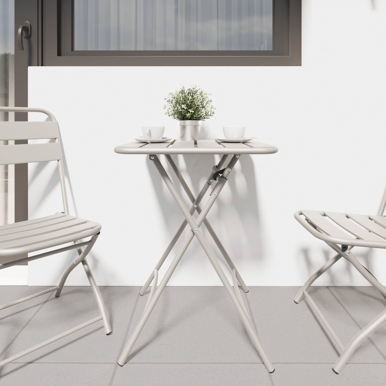 vidaXL Gartentisch Klappbar Beige 55x55x73 cm Stahl
