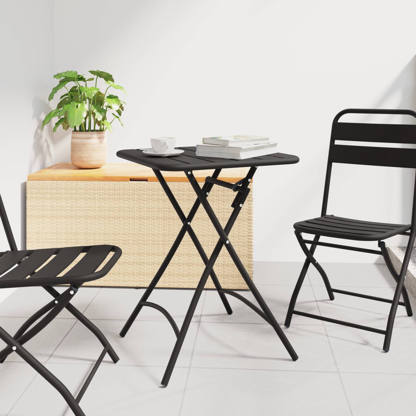 vidaXL Gartentisch Klappbar Anthrazit 55x55x73 cm Stahl