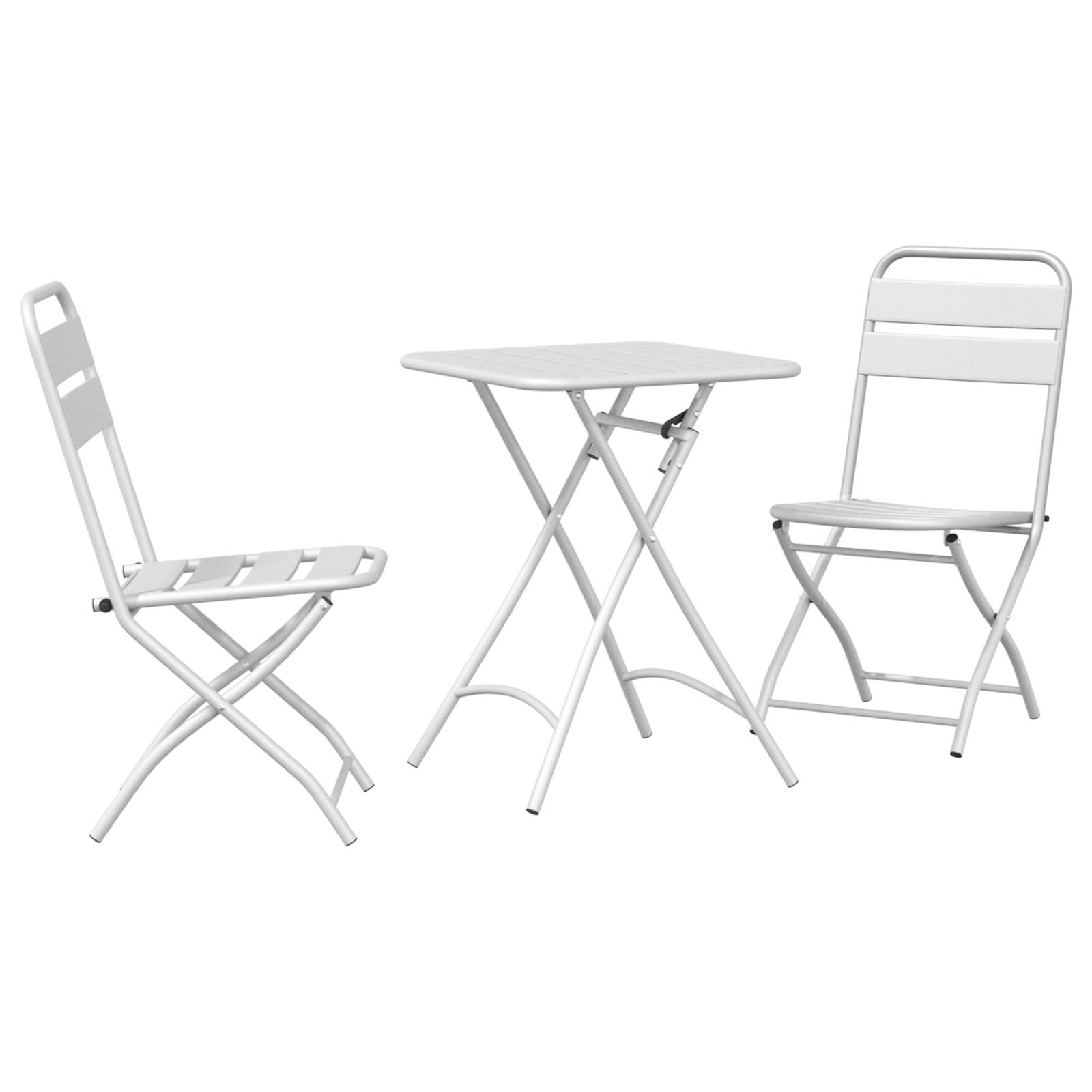vidaXL 3-tlg. Bistro-Set Klappbar Weiß Stahl