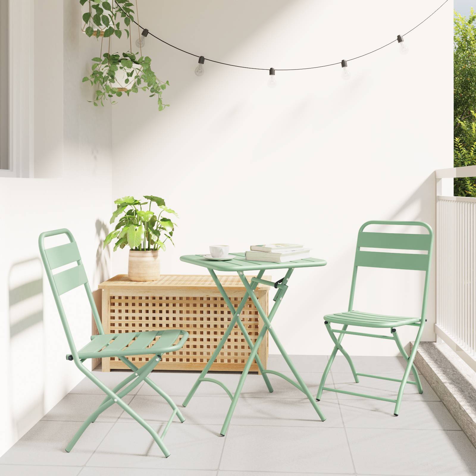 vidaXL 3-tlg. Bistro-Set Klappbar Minzgrün Stahl