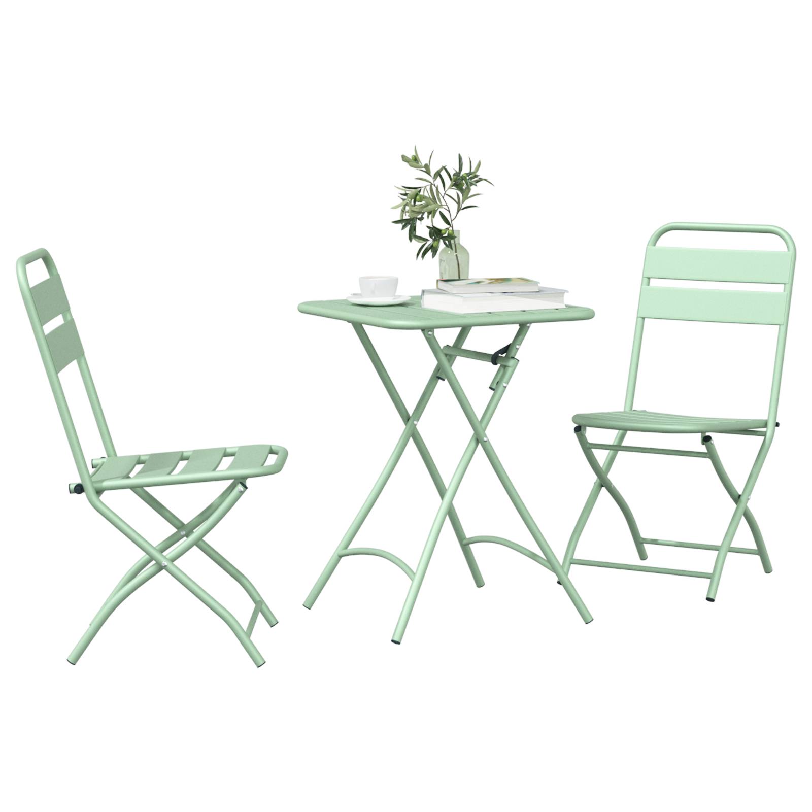 vidaXL 3-tlg. Bistro-Set Klappbar Minzgrün Stahl