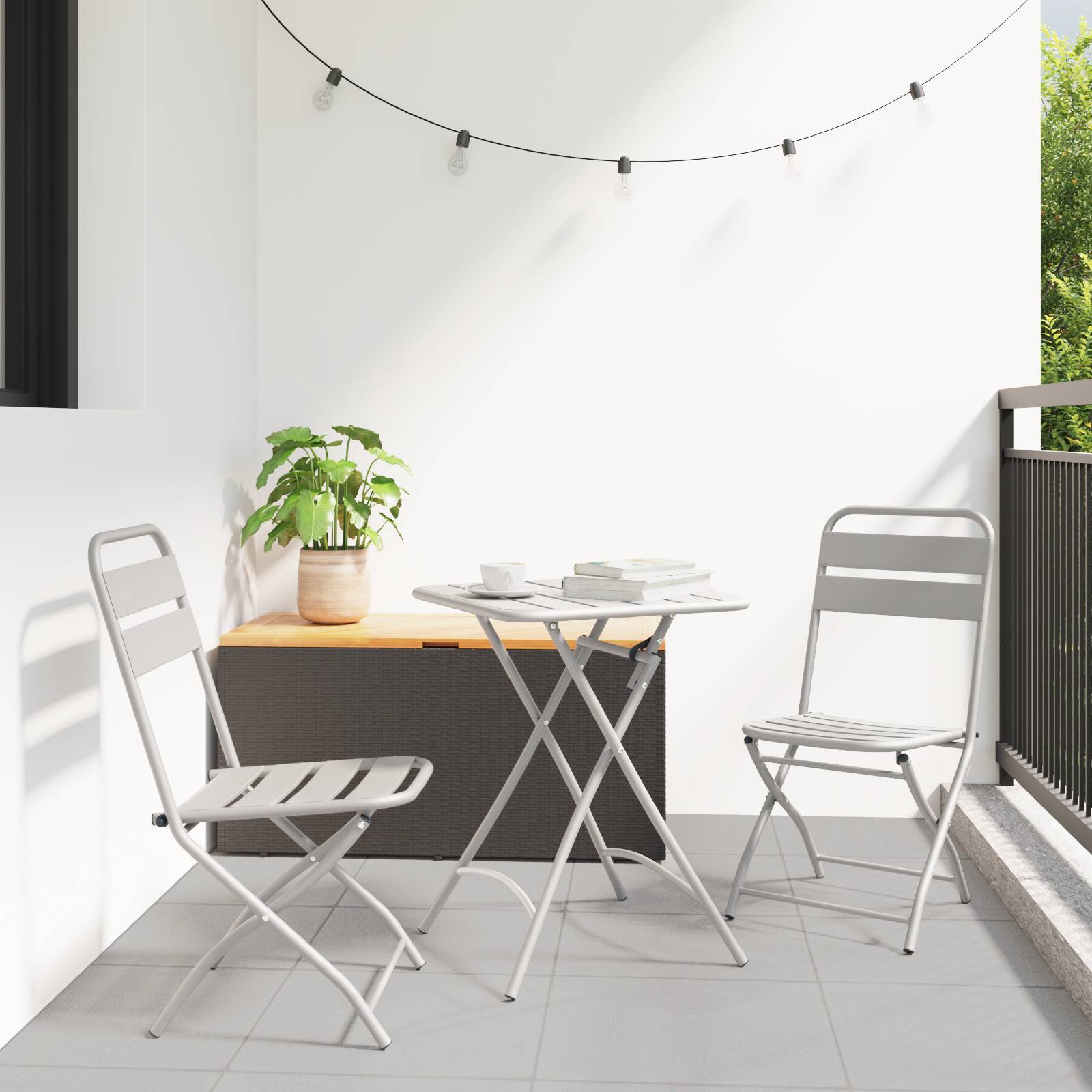 vidaXL Garten-Klappstühle 2 Stk. Beige 42x52x82 cm Stahl