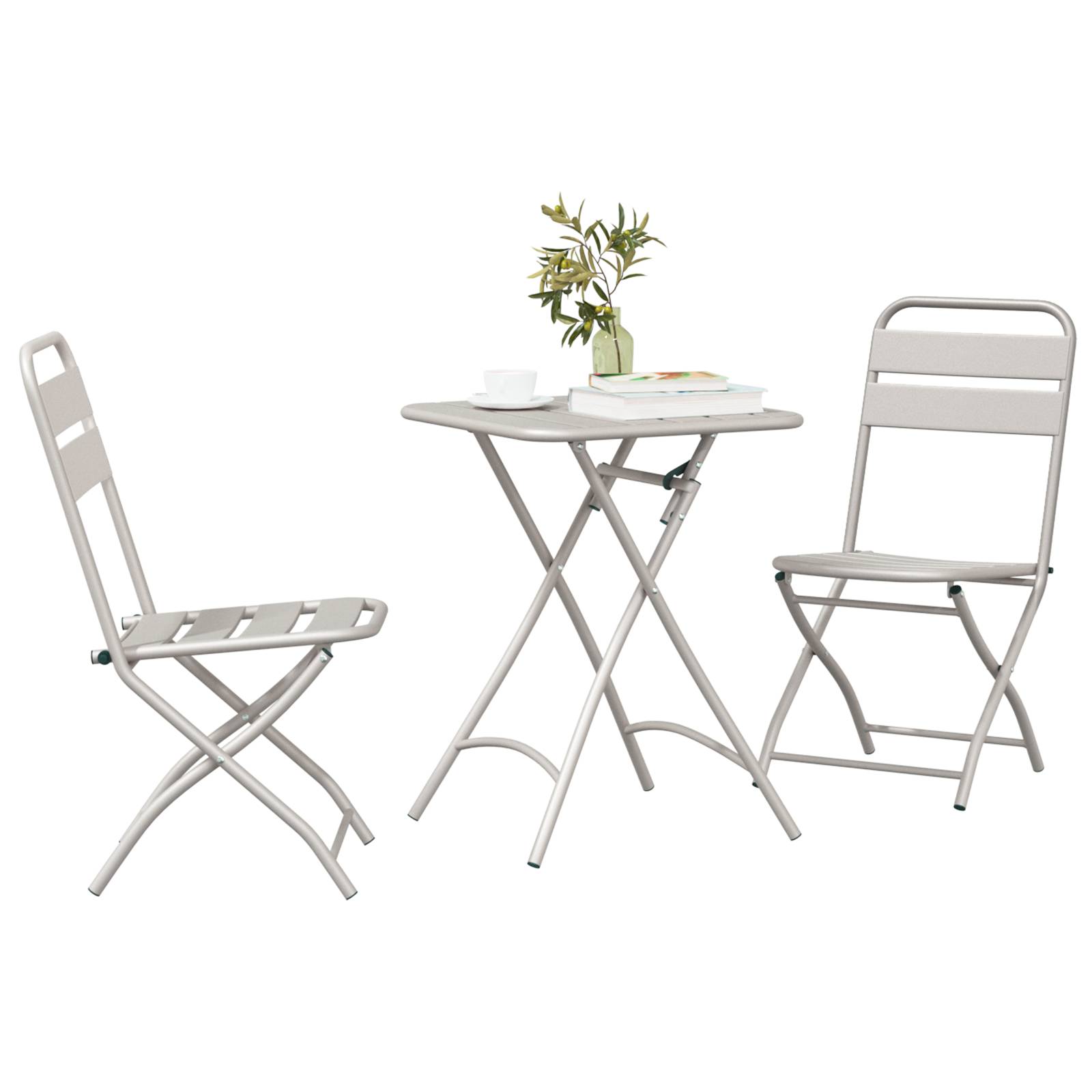 vidaXL 3-tlg. Bistro-Set Klappbar Beige Stahl