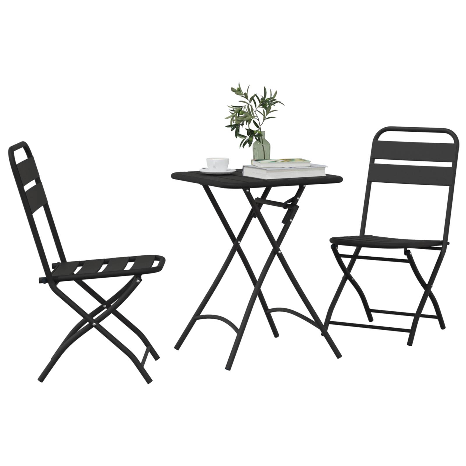 vidaXL 3-tlg. Bistro-Set Klappbar Anthrazit Stahl