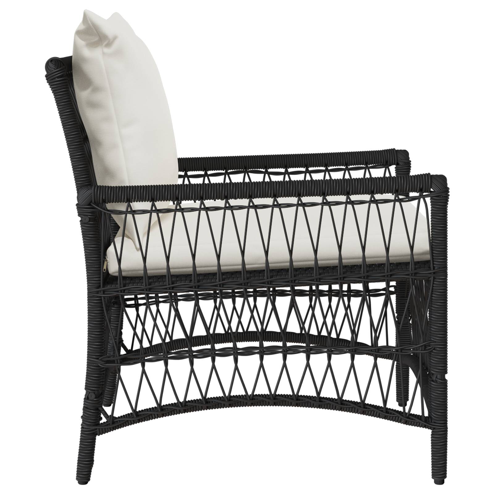 vidaXL Gartenstuhl mit Kissen Schwarz 60x70x78 cm Poly Rattan