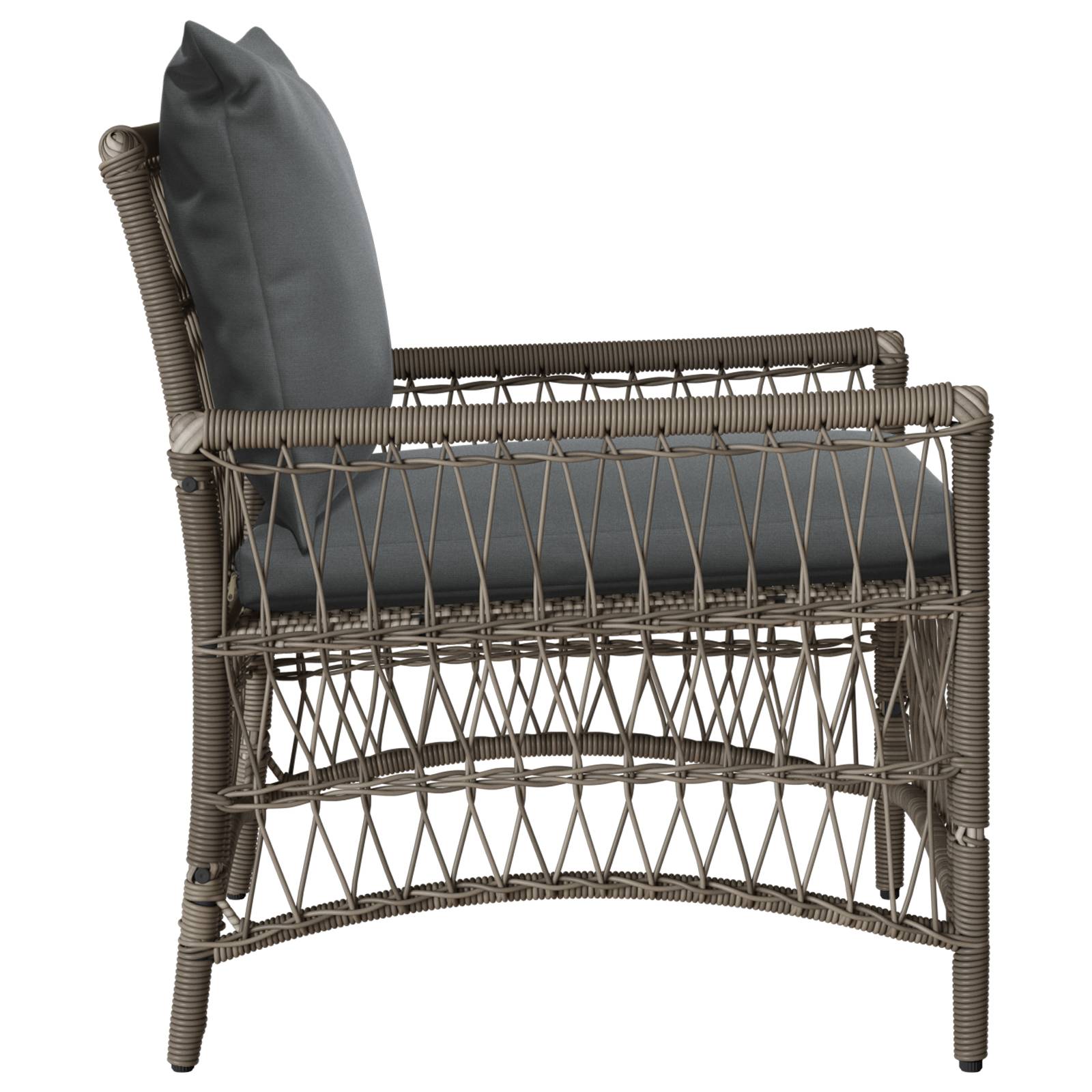 vidaXL Gartenstuhl mit Kissen Grau Poly Rattan