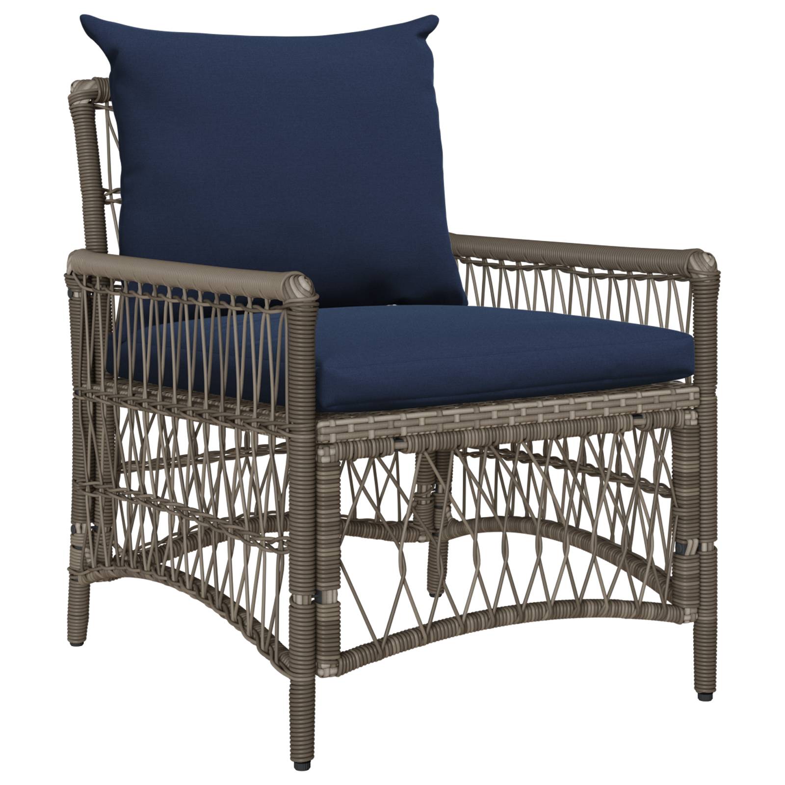 vidaXL Gartenstuhl mit Kissen Grau 60x70x78 cm Poly Rattan