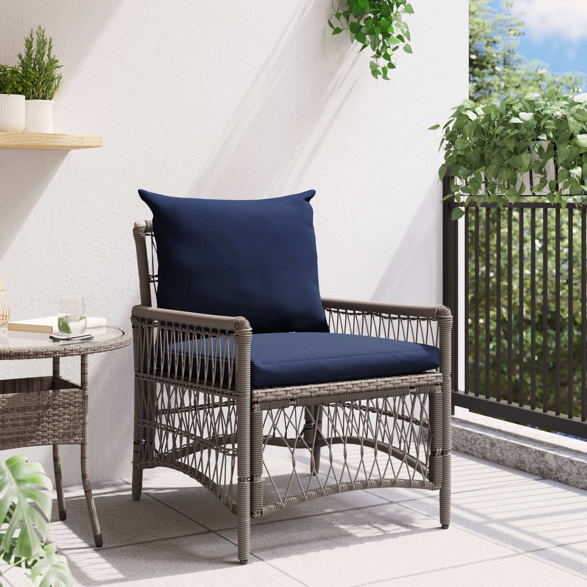 vidaXL Gartenstuhl mit Kissen Grau 60x70x78 cm Poly Rattan