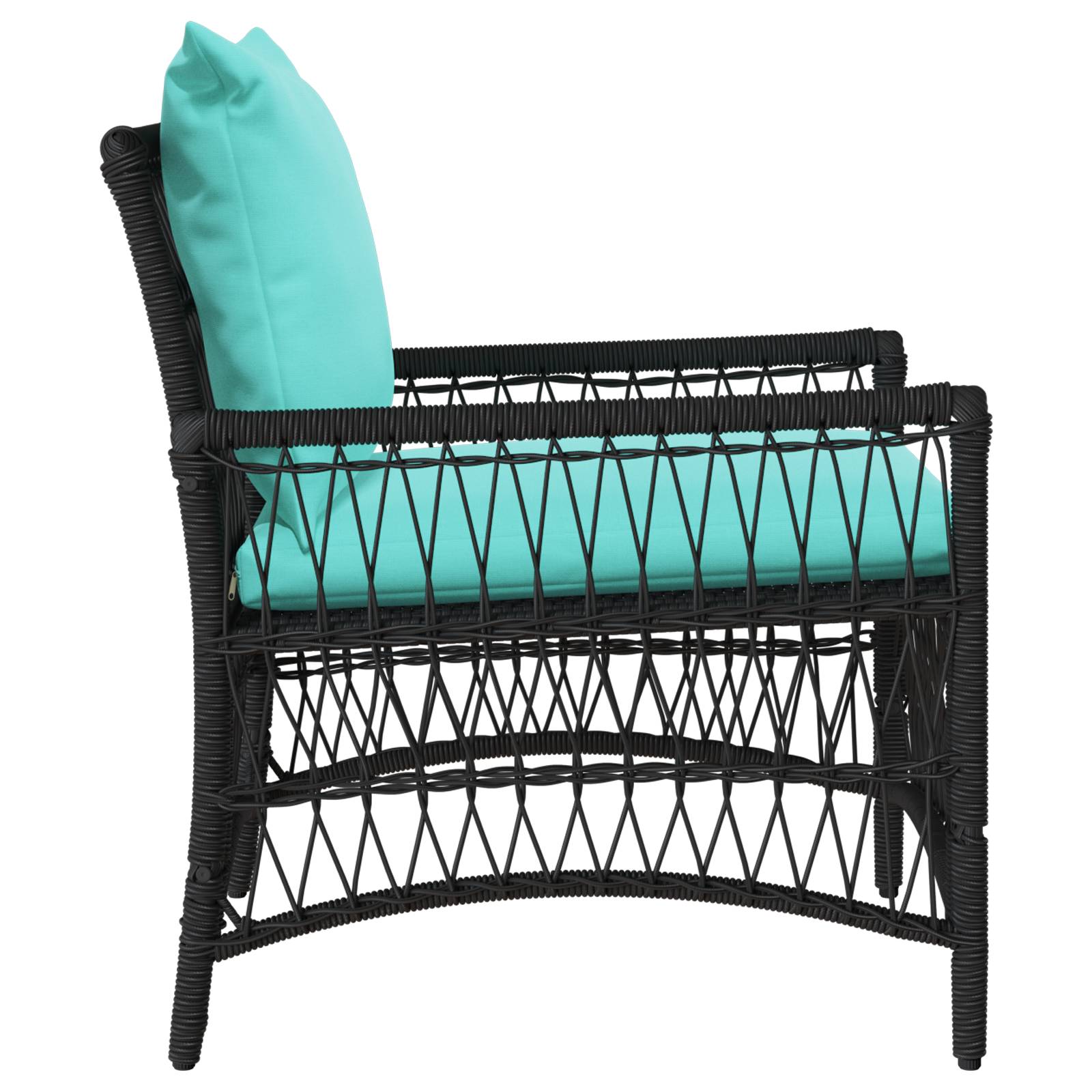 vidaXL Gartenstuhl mit Kissen Schwarz 60x70x78 cm Poly Rattan