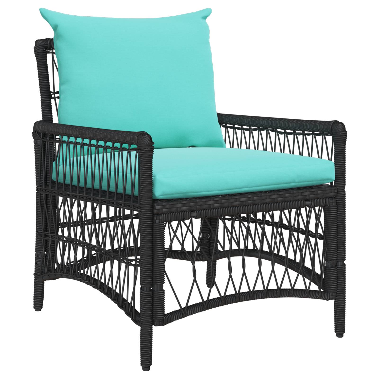vidaXL Gartenstuhl mit Kissen Schwarz 60x70x78 cm Poly Rattan