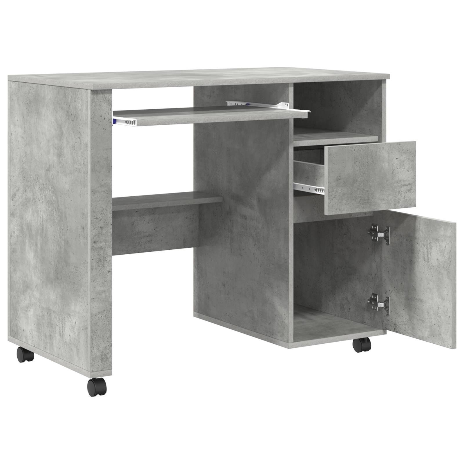 vidaXL Beton-Grauer Computer-Schreibtisch Beton grau Spanplatte Mittel