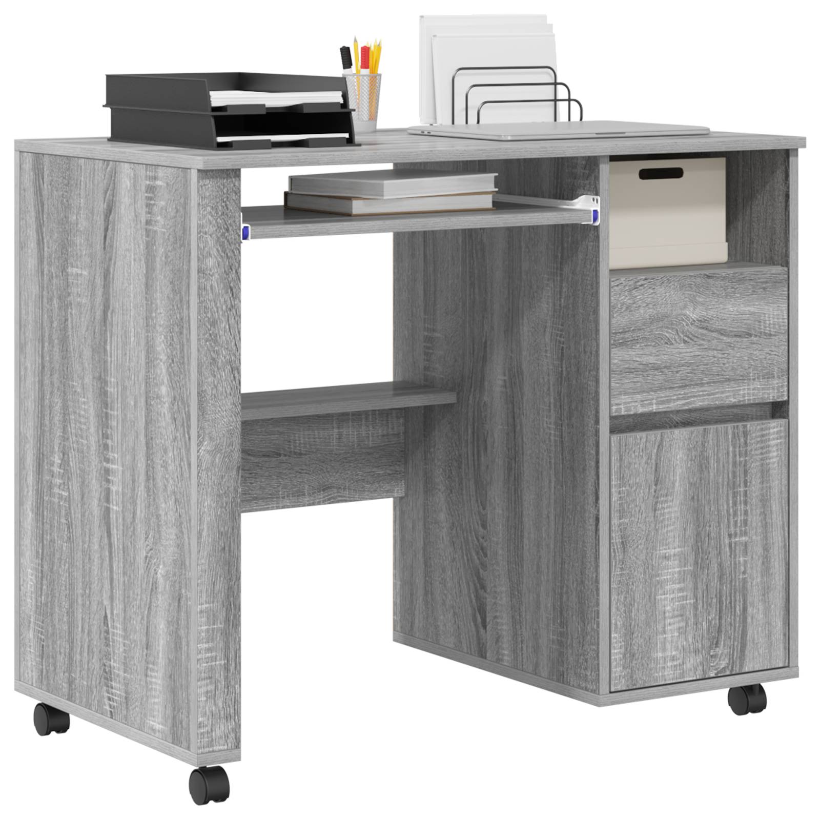 vidaXL Grau Computer Tisch Grau Sonoma Spanplatte Mittel