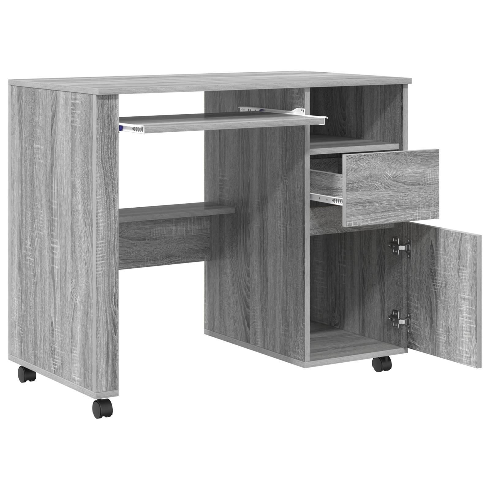 vidaXL Grau Computer Tisch Grau Sonoma Spanplatte Mittel