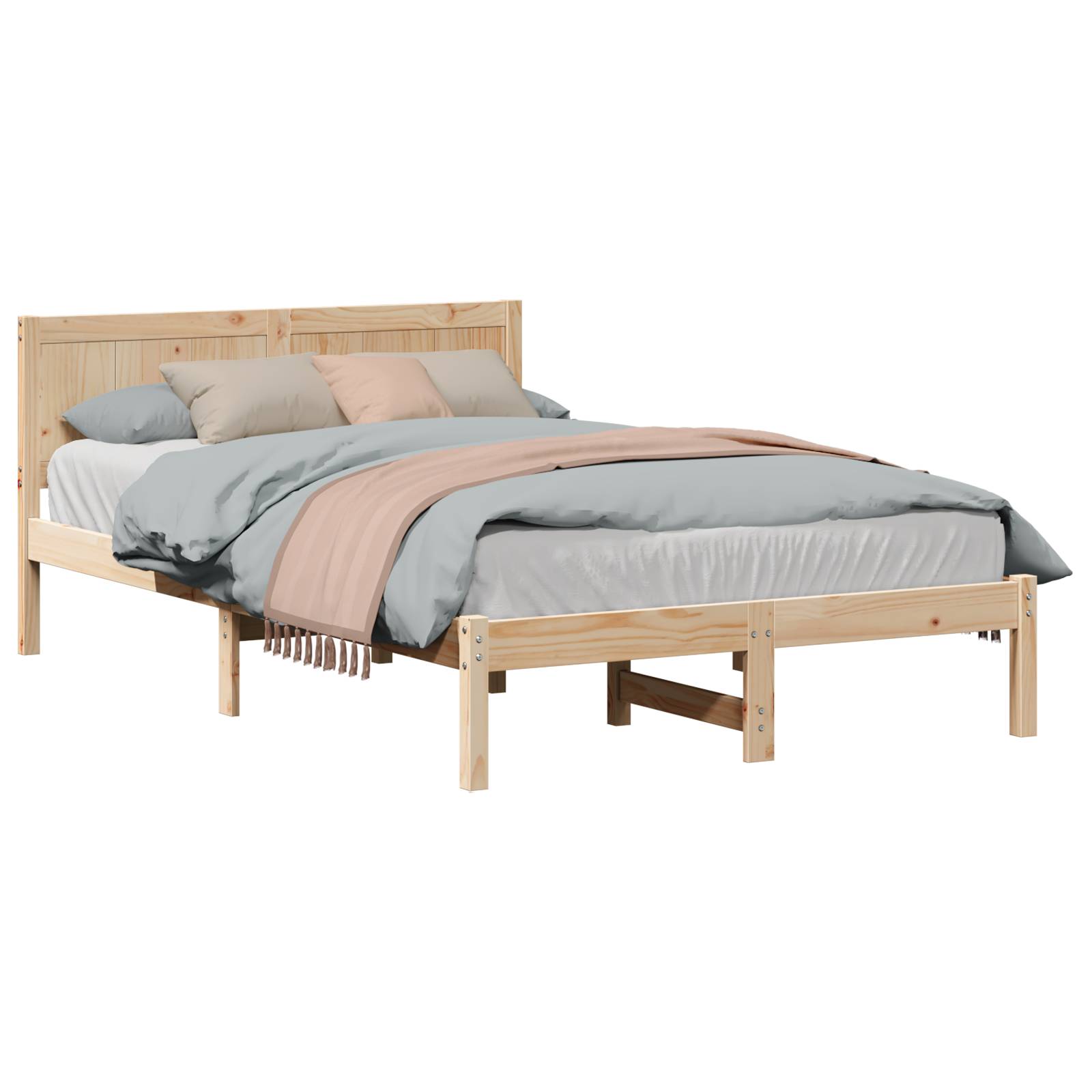vidaXL Kiefer Bettgestell Natur Kiefer Holz 140 x 190 cm Langlebig