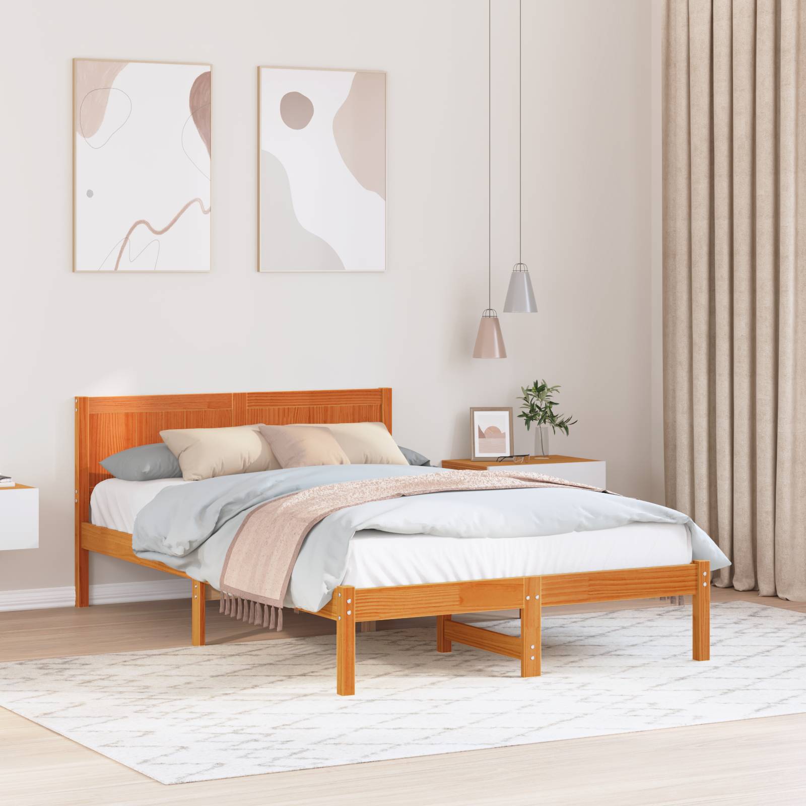 vidaXL Wachsbrown Bettgestell Wachsbrown Massivholz 120 x 200 cm