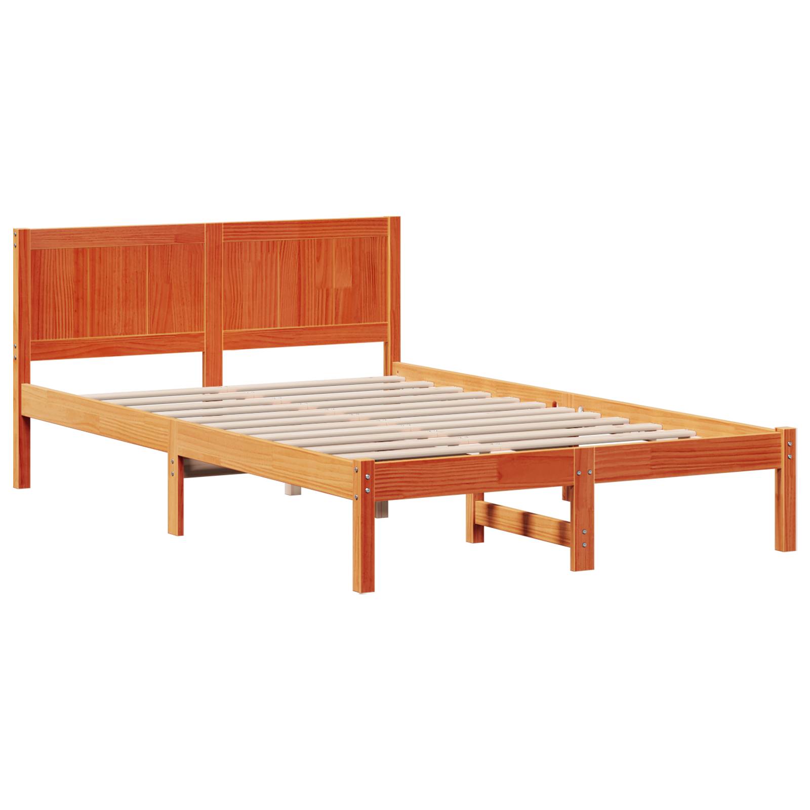 vidaXL Wachsbrown Bettgestell Wachsbrown Massivholz 120 x 200 cm