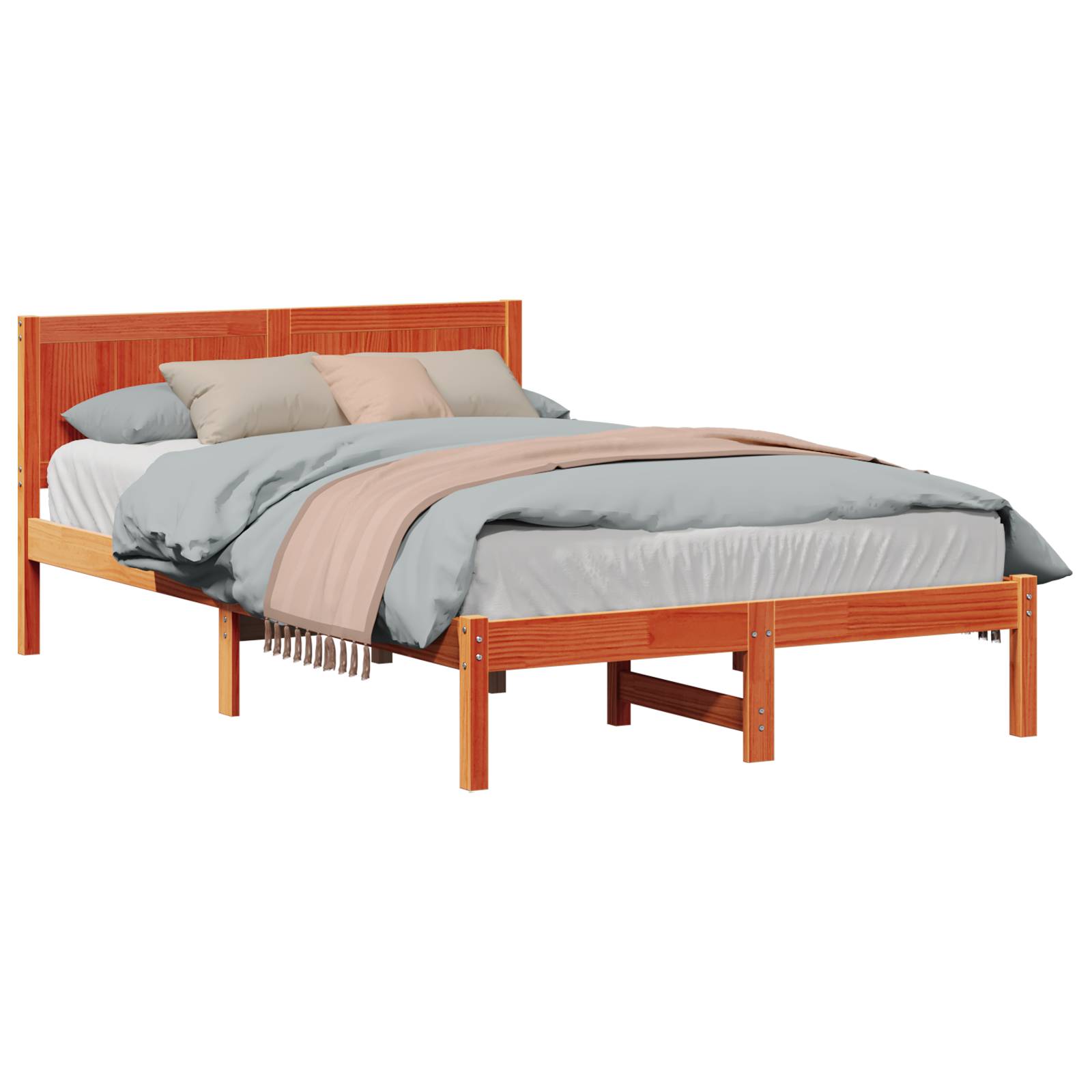 vidaXL Wachsbrown Bettgestell Wachsbrown Massivholz 120 x 200 cm