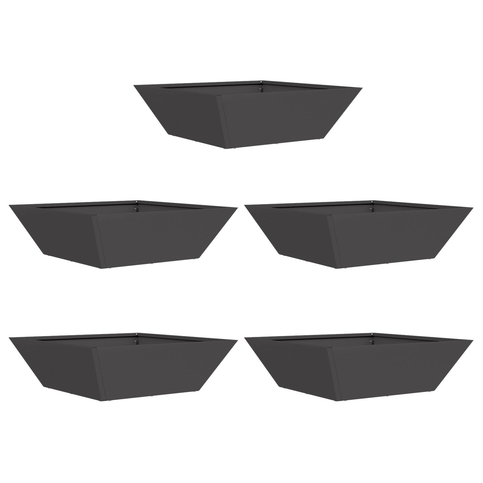 vidaXL Set aus schwarzen Kunststoffpflanzern 50 x 50 x 15 cm