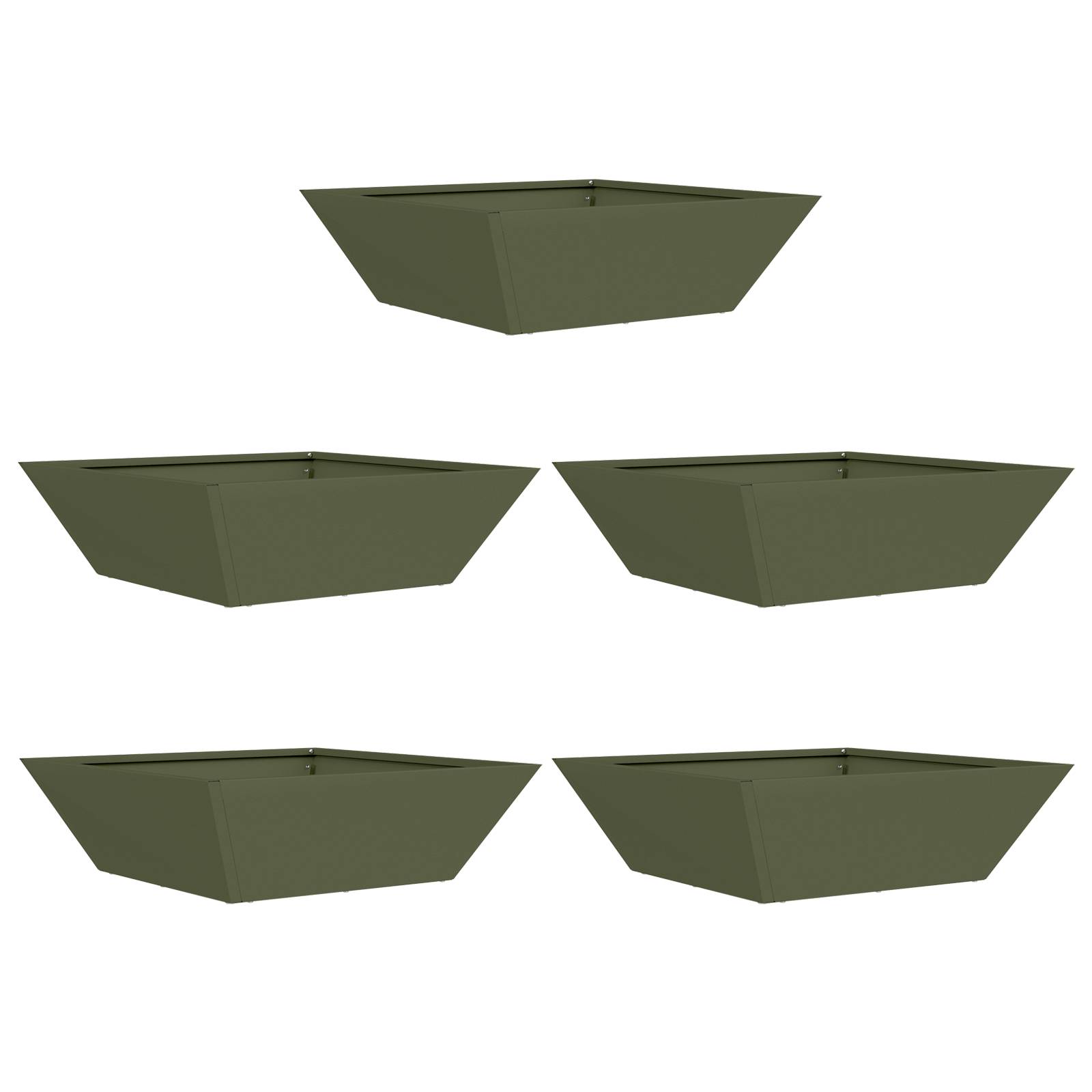 vidaXL Metall-Pflanzkübel Olivgrün Metall 50 x 50 x 15 cm Quadrat