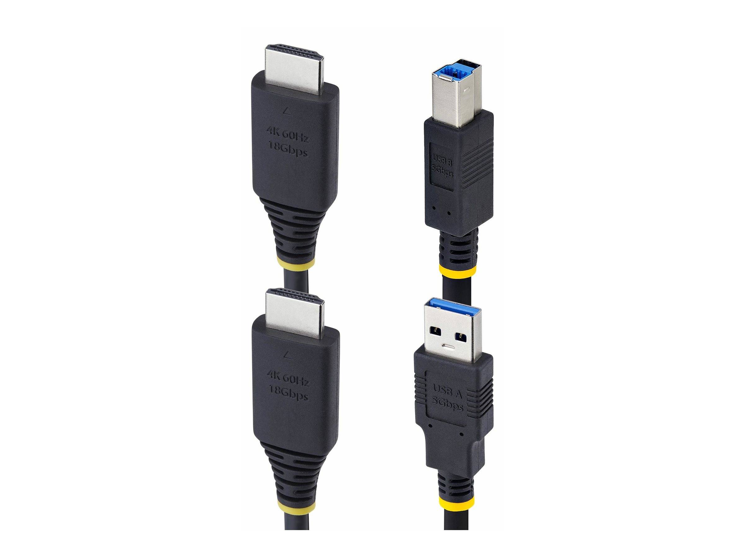 Bild zeigt zwei HDMI-Kabel und ein USB-3.0-Kabel, die verschiedene Verbindungstypen für elektronische Geräte veranschaulichen.