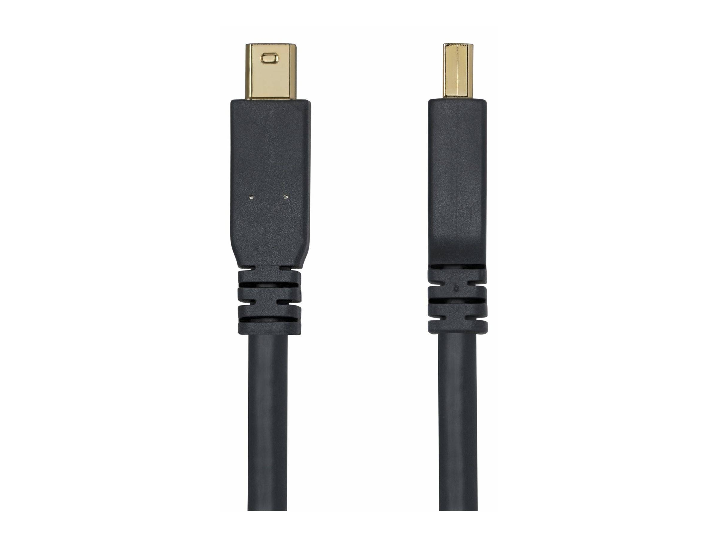 Zwei schwarze USB-Kabel mit vergoldeten Steckern, nebeneinander auf weißem Hintergrund abgebildet: eines Mini-USB und eines Micro-USB.