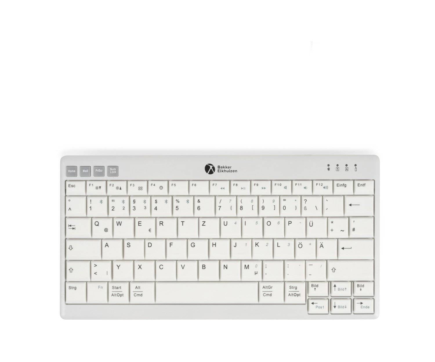 BakkerElkhuizen UltraBoard 950 V2, Tenkeyless (80 - 87 %), Verkabelt & Kabellos, USB + Bluetooth, Scherenschalter, QWERTY, Dunkles Grau, Hellgrau