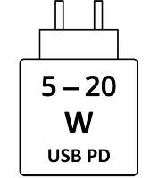 Schwarzes USB-C-Wandladegerät mit „W