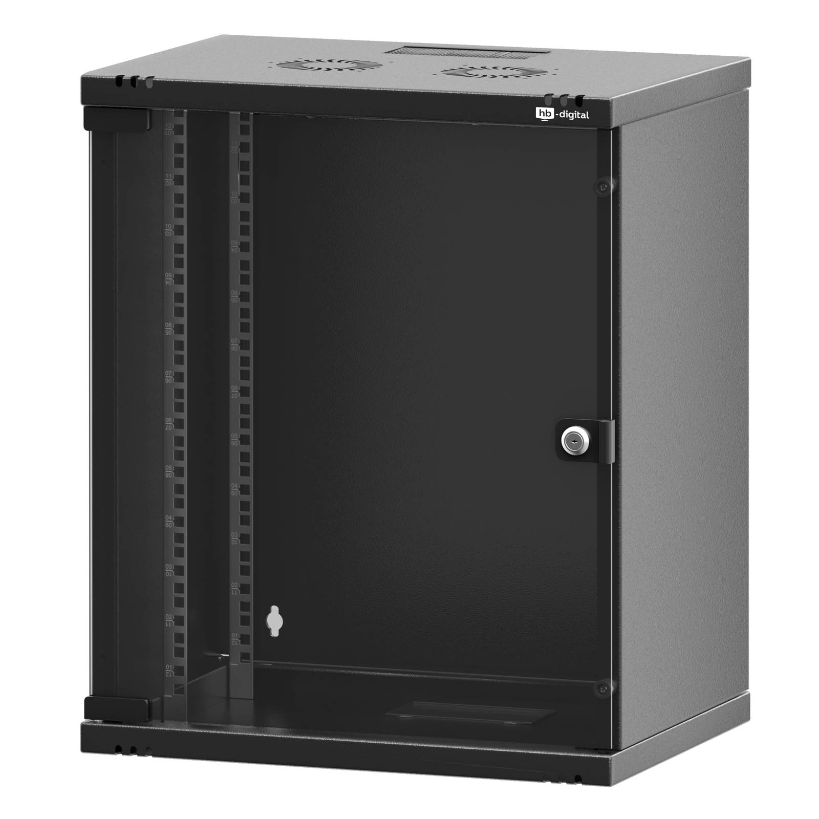 hb-digital Serverschrank 19 Zoll 12HE Wandgehäuse 595x 540x 400 mm IP20 schwarz