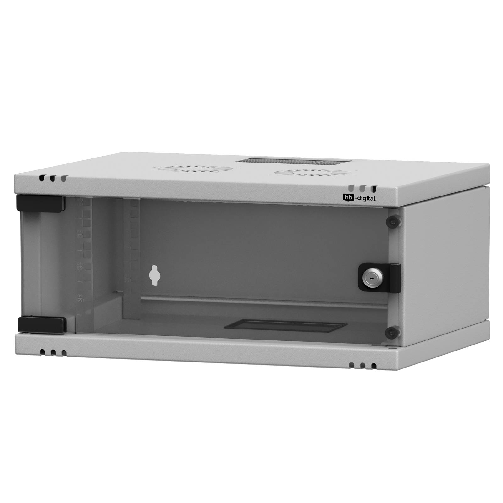 hb-digital Netzwerkschrank 19 Zoll 4HE Wandgehäuse 240x540x400 mm hellgrau