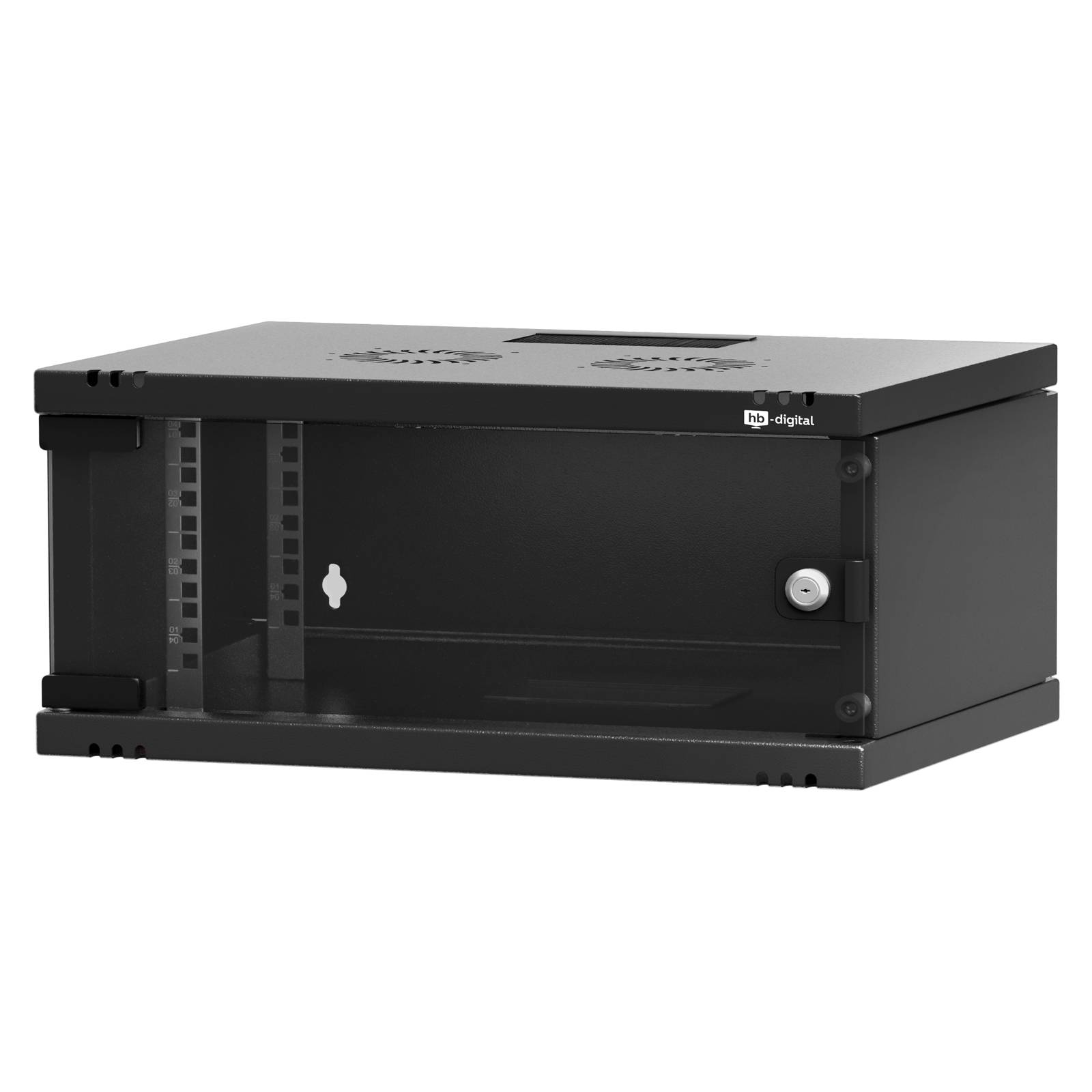 hb-digital Serverschrank 19 Zoll 4HE Wandgehäuse 240x540x400 mm schwarz