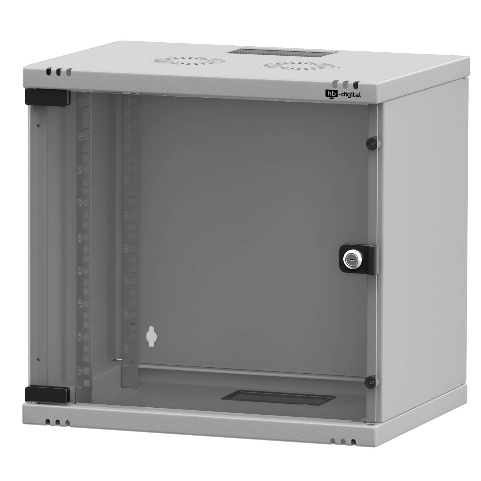 hb-digital Serverschrank 19 Zoll 9HE Wandgehäuse 460x 540x 400 mm IP20 hellgrau