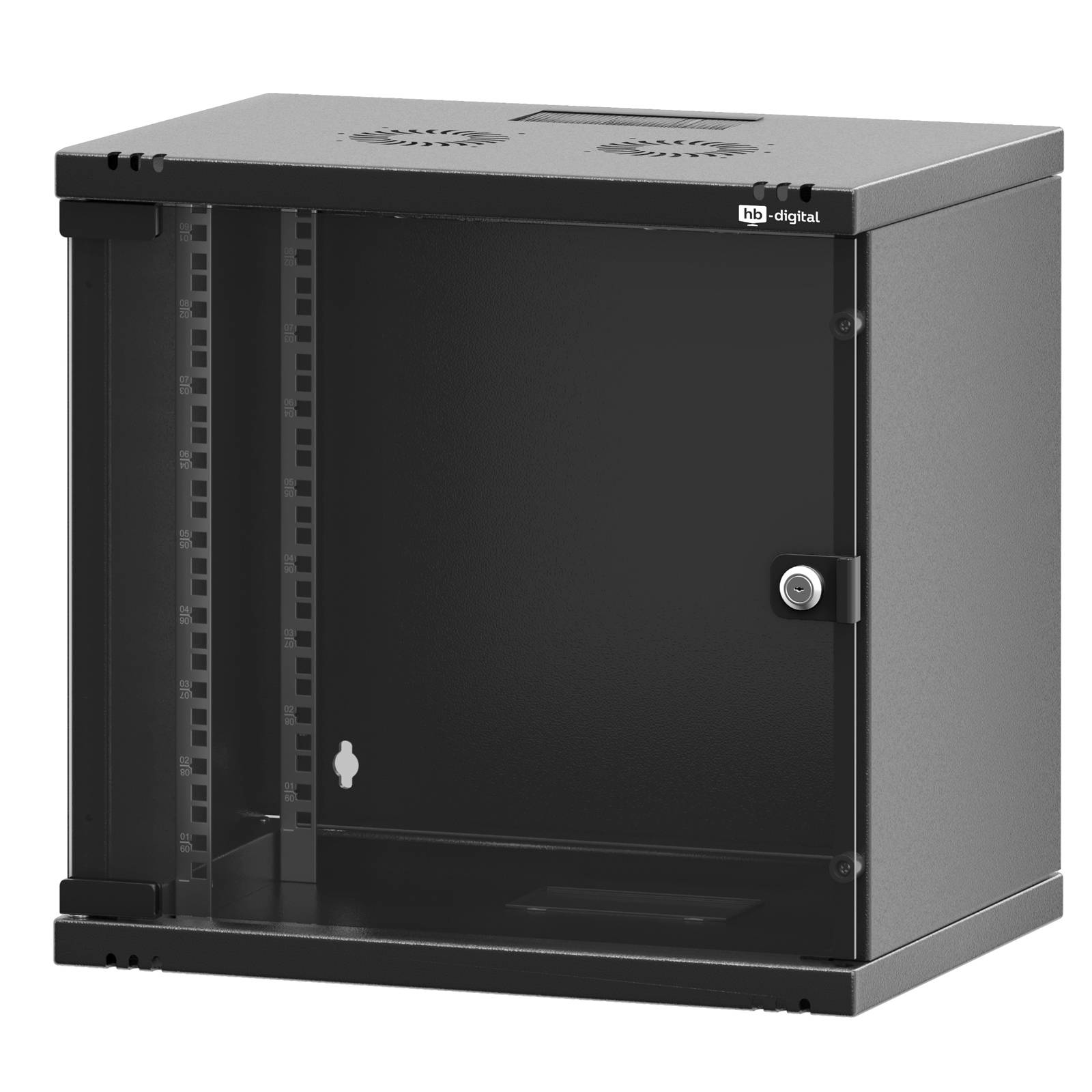 hb-digital Serverschrank 19 Zoll 9HE Wandgehäuse 460x 540x 400 mm IP20 schwarz