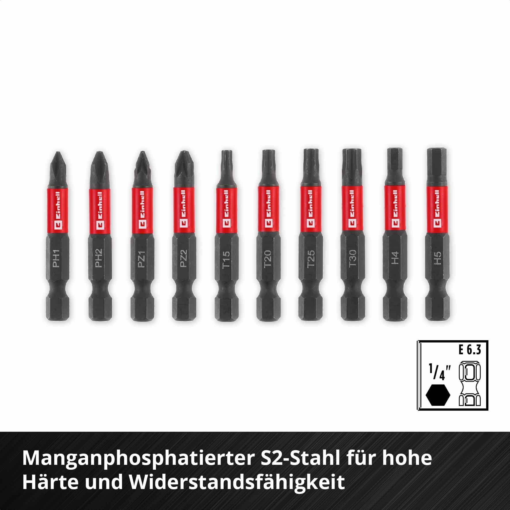 EINHELL Impact-Bit-Set, 118633, Karabiner, 10-teilig