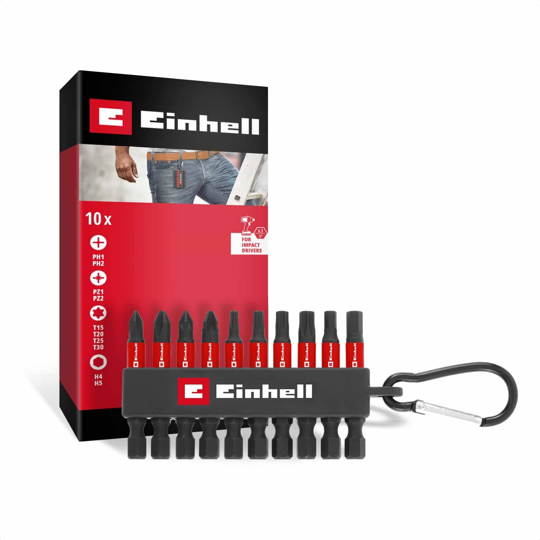 EINHELL Impact-Bit-Set, 118633, Karabiner, 10-teilig
