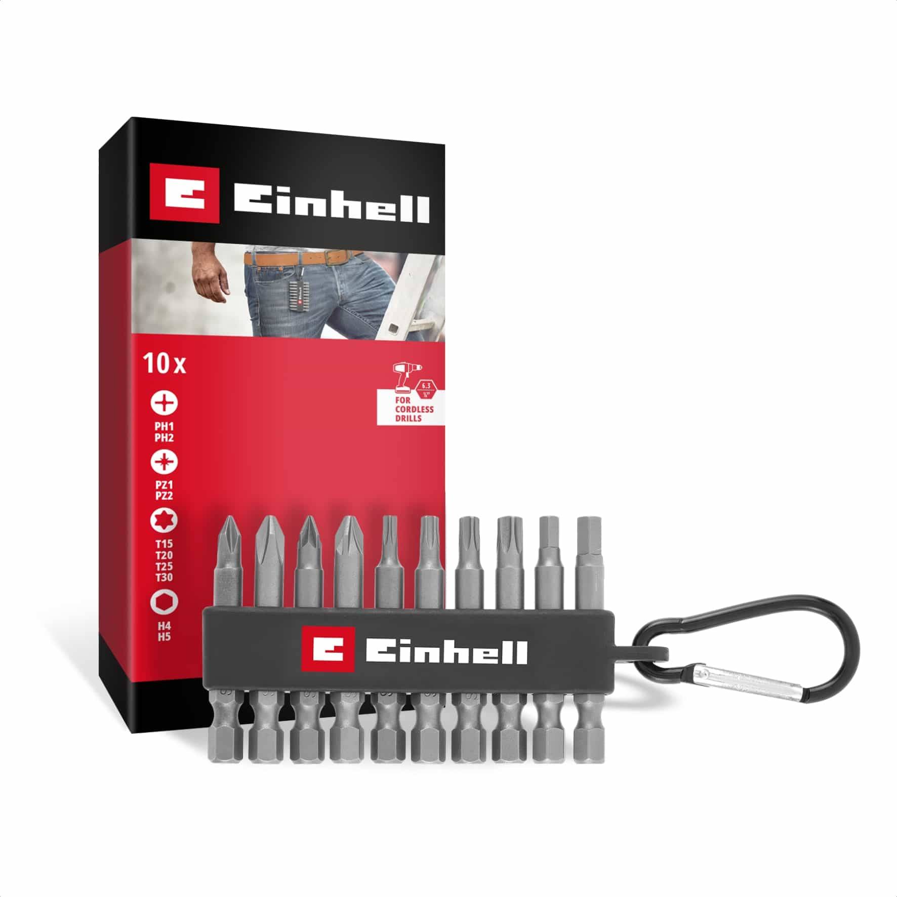 EINHELL Bit-Set, 118623, Karabiner, 10-teilig