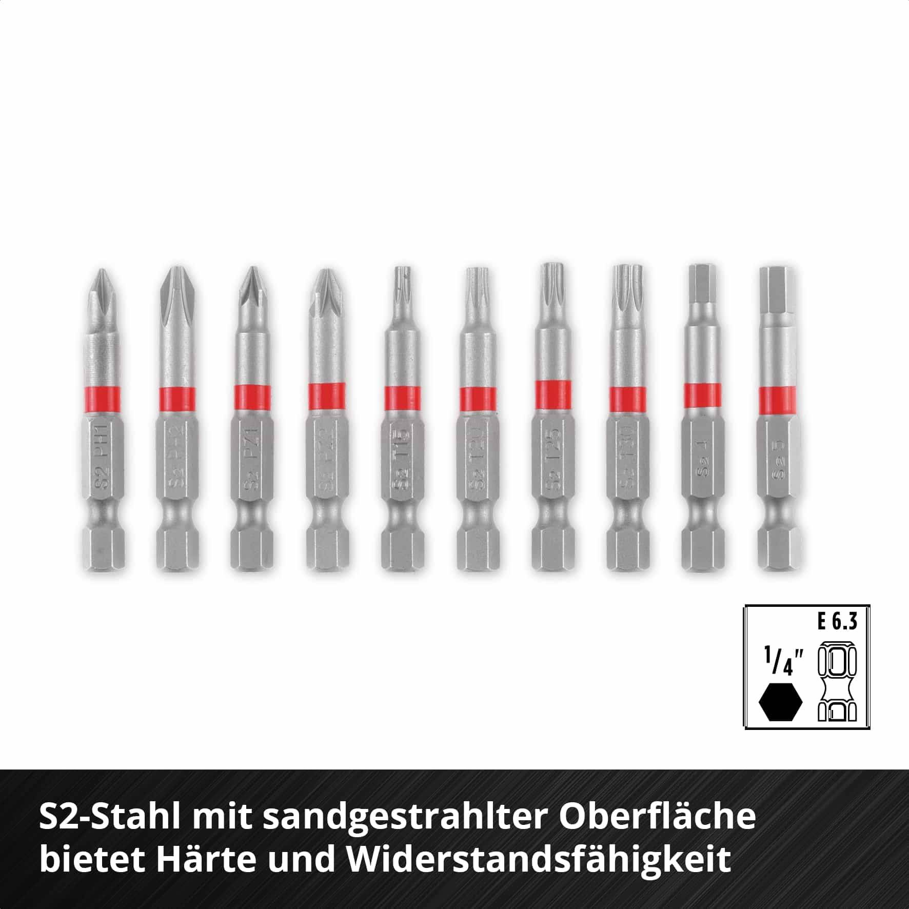 EINHELL Bit-Set, 118623, Karabiner, 10-teilig