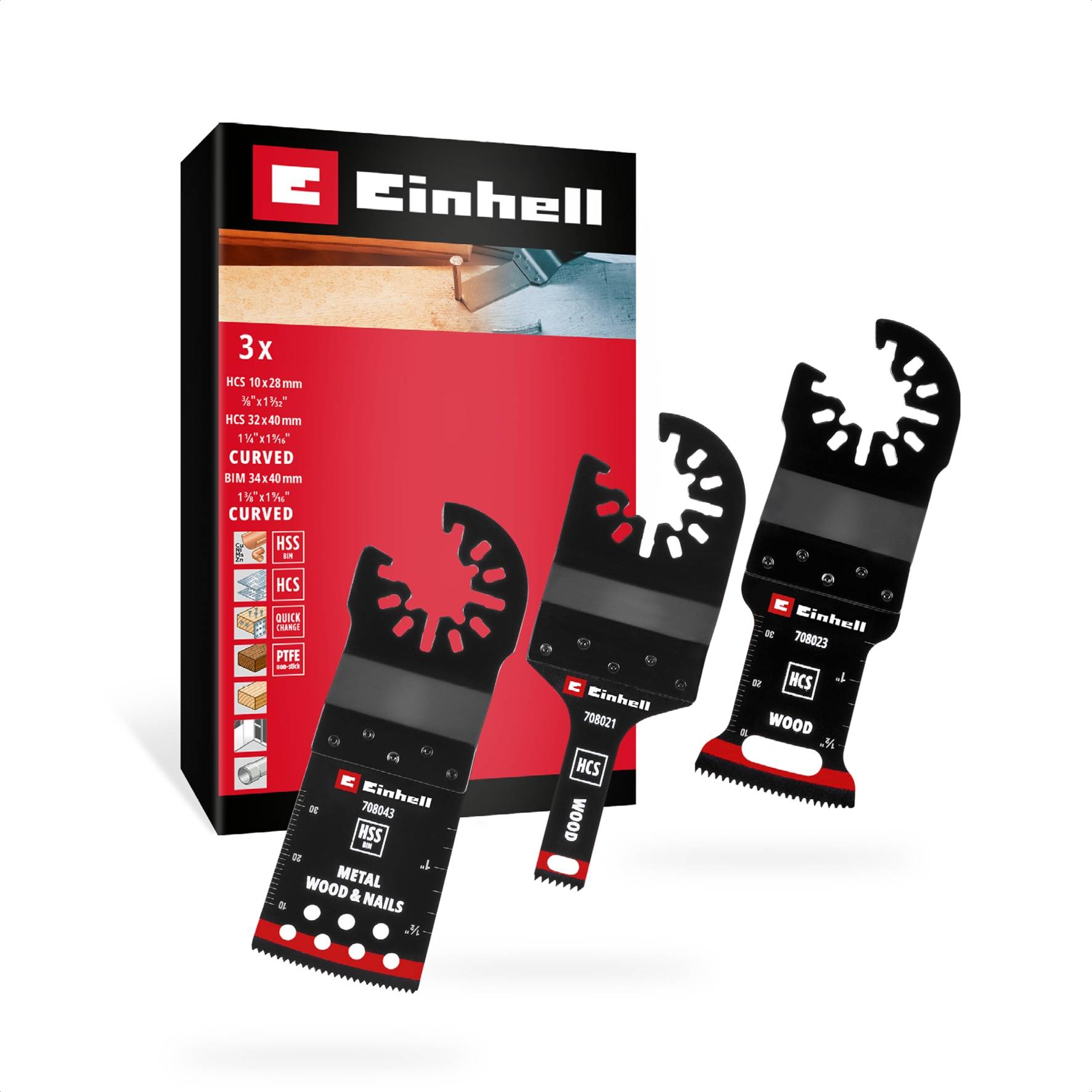 EINHELL Multitool-Set, 708103, Holz/Metall, 3-teilig