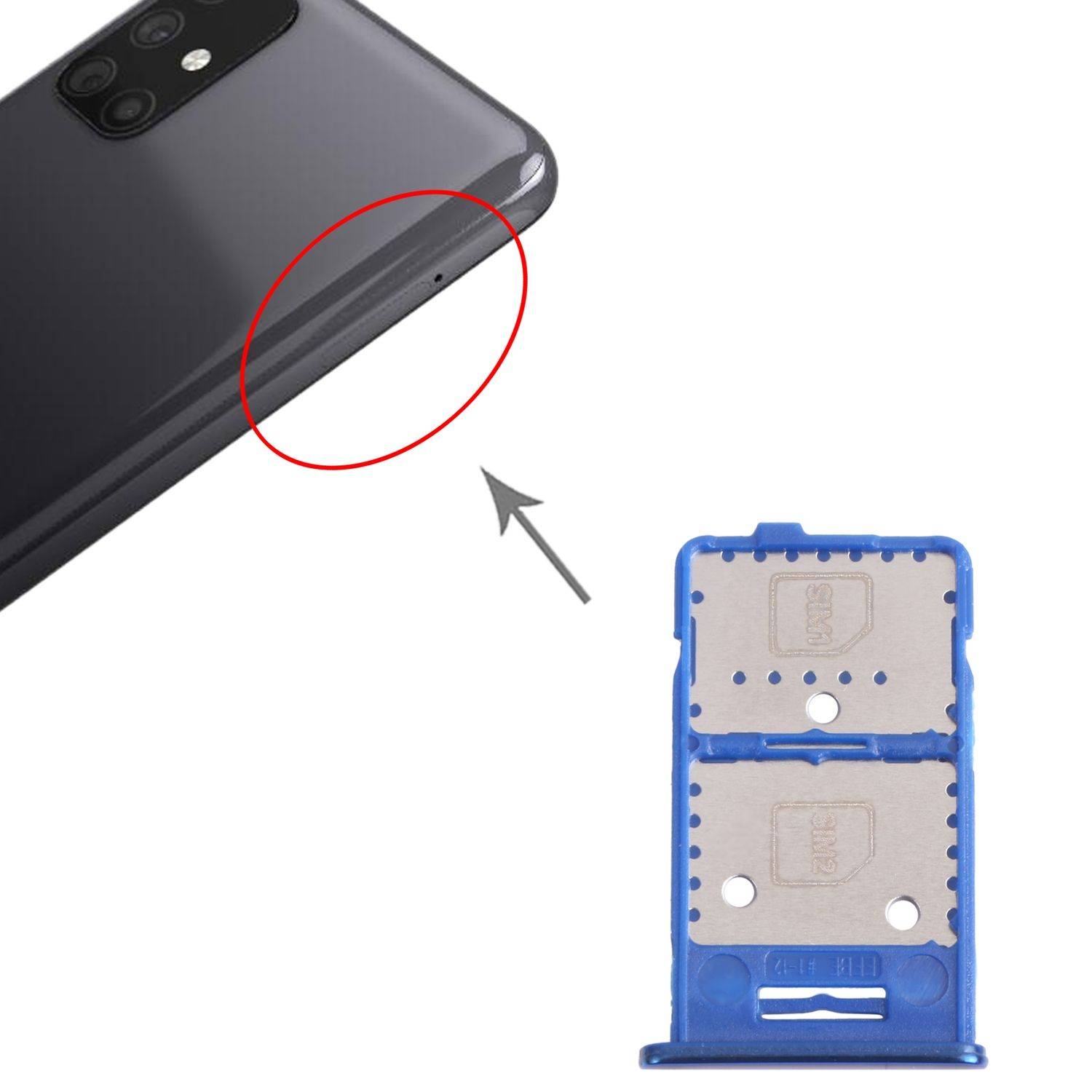 Dual Sim Karten + Micro SD Halter Card Tray für Samsung Galaxy M31s Blau Ersatz