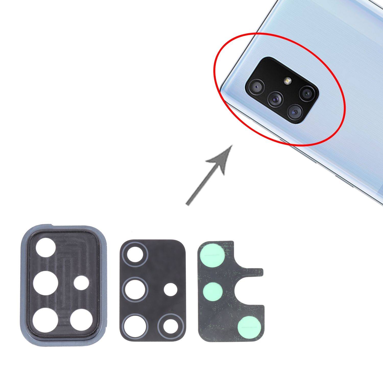 Back Kamera Linsen Abdeckung Cover Schwarz für Samsung Galaxy A71 5G Ersatzteil