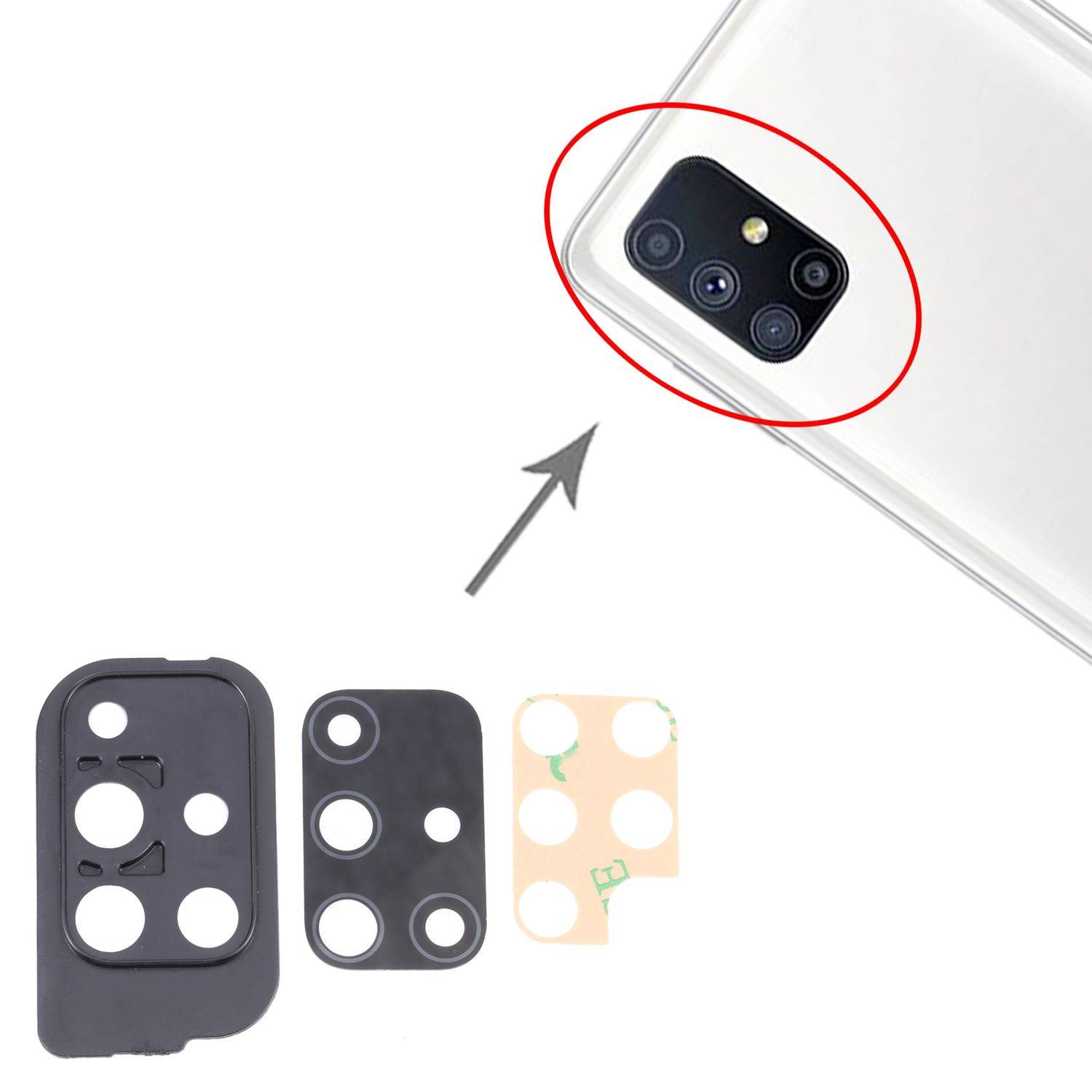 Back Kamera Linsen Abdeckung Cover Schwarz für Samsung Galaxy M51 Ersatz Teil