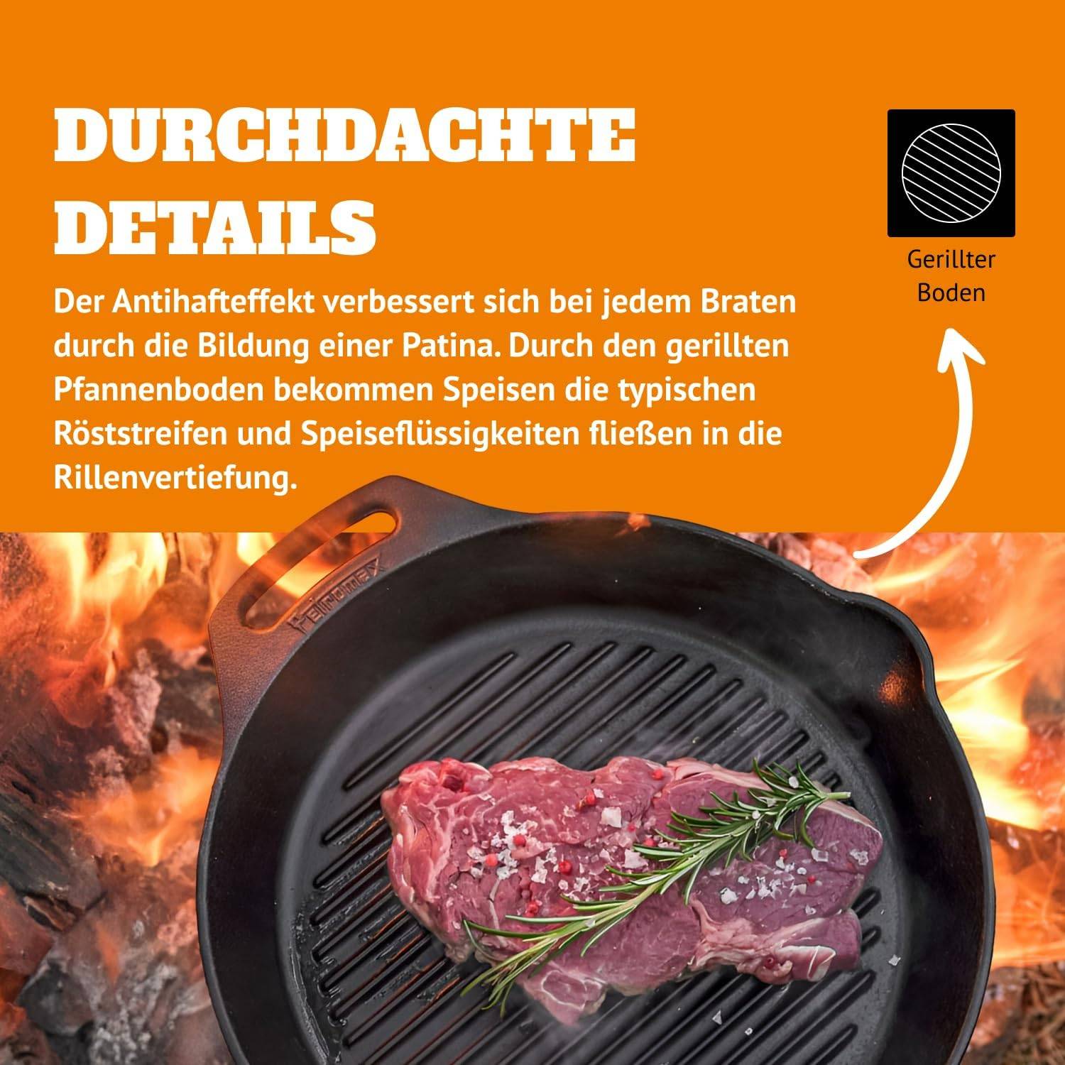 Petromax Grill Feuerpfanne mit Stiel Gusseisen 35cm